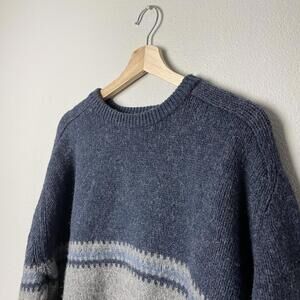 vintage cherokee fair isle wool navy grandpa sweater
